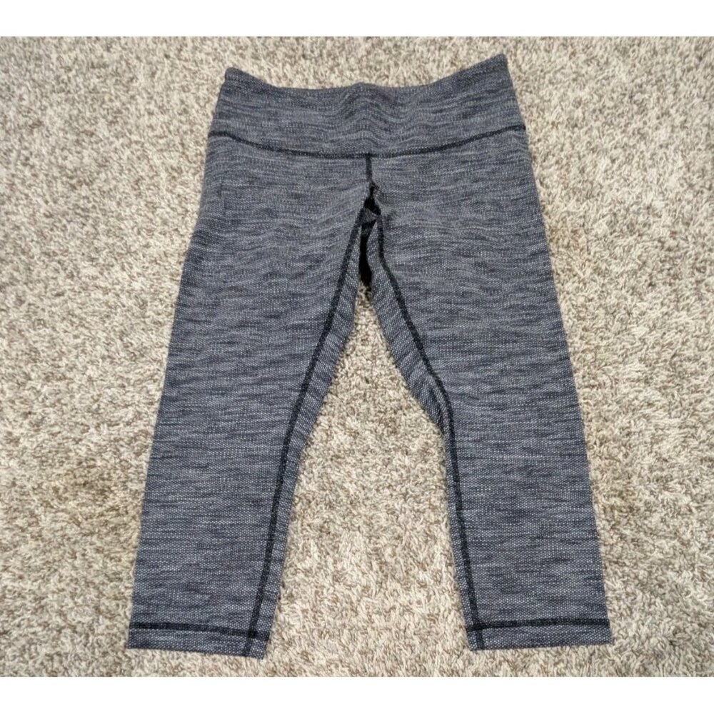 Lululemon Wunder Under Crop Leggings Size 8 Heather Grey 21" Yoga Gym Casual